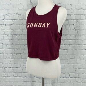 Cropped Gym Workout Yoga Burgundy Sunday Candy F21 Forever 21 Tank Top